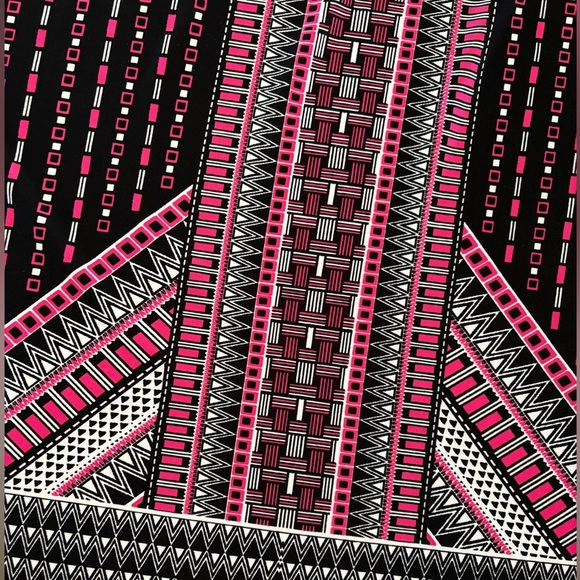 B Design Maxi Skirt Size XL Geometric Black Pink White Wide Waistband - Picture 10 of 11